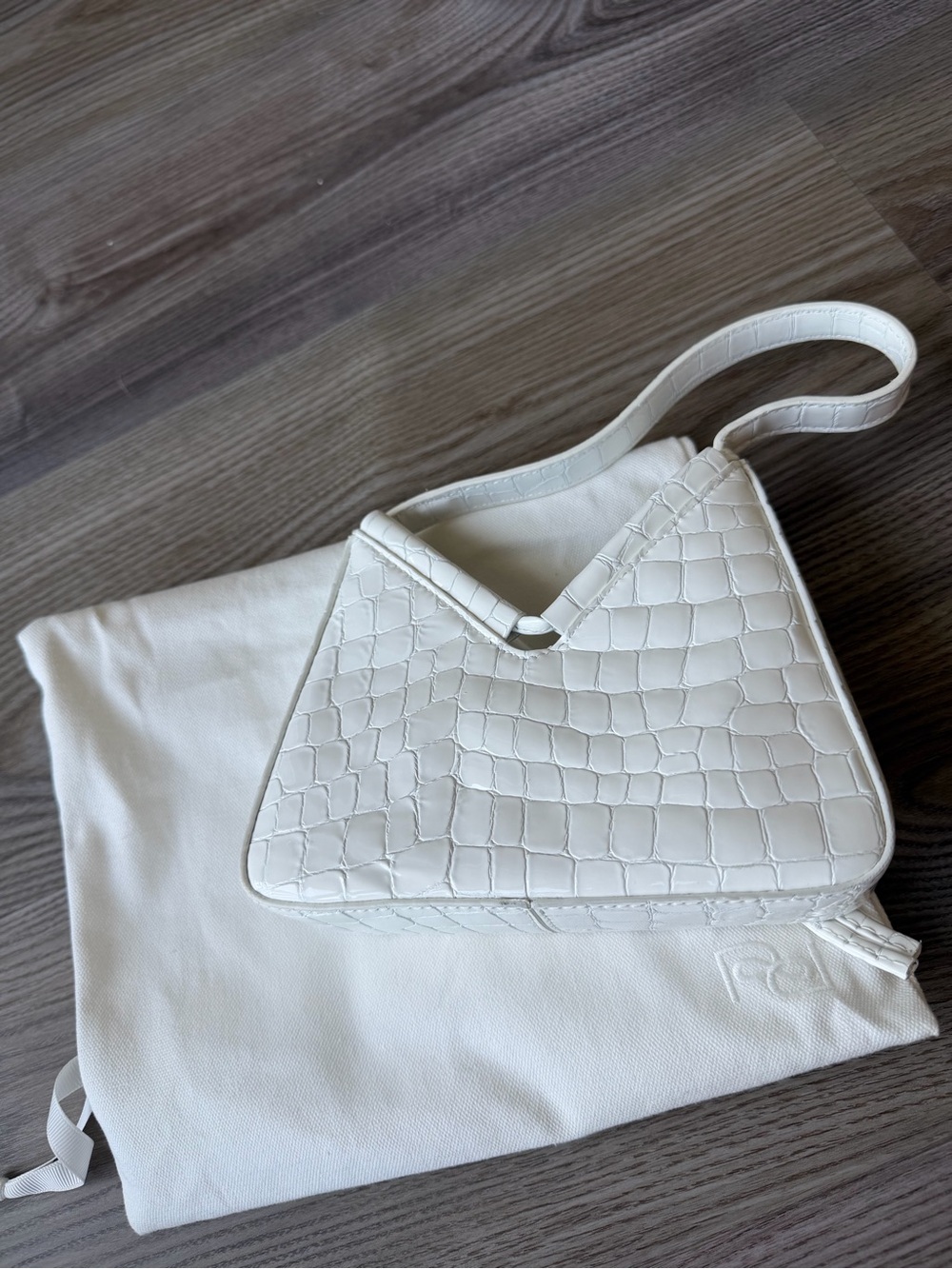 Reformation Chiara Mini White Croc-Embossed Handbag - Picture 7 of 7